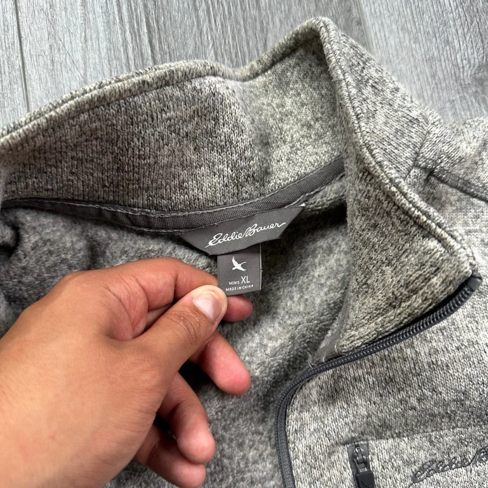 Eddie Bauer Men's XL Gray Heather 1/4 Zip Radiator Fleece Pullover Soft Warm